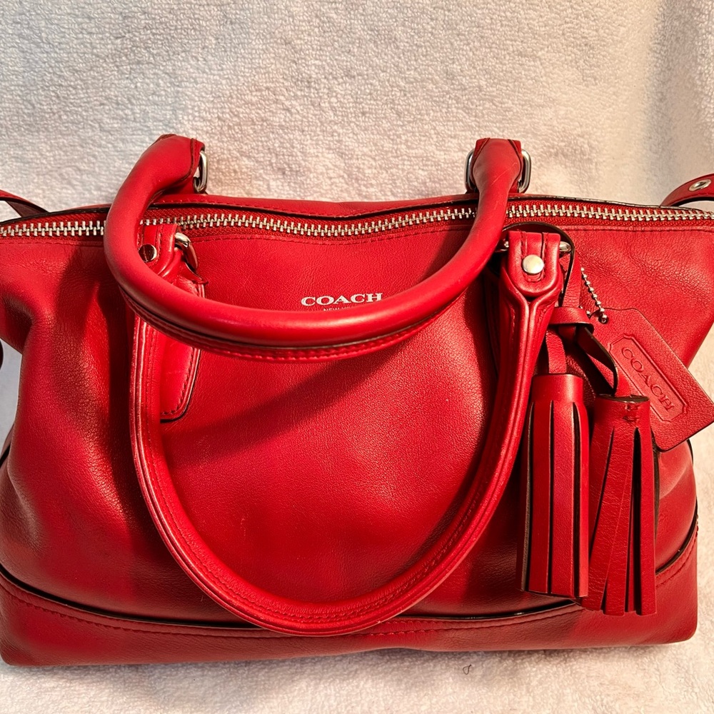 Vintage Coach Red Leather Molly East West Satchel